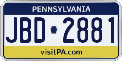 PA license plate JBD2881