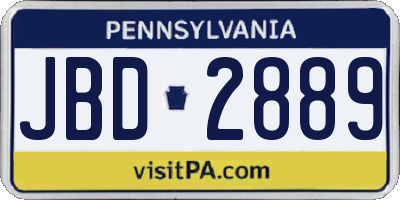 PA license plate JBD2889