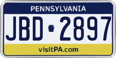 PA license plate JBD2897
