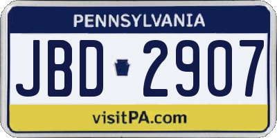PA license plate JBD2907