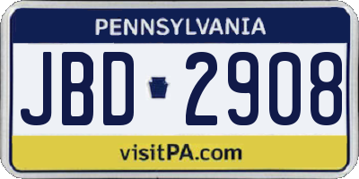 PA license plate JBD2908