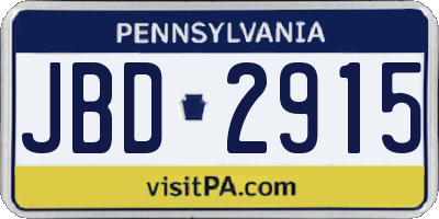 PA license plate JBD2915