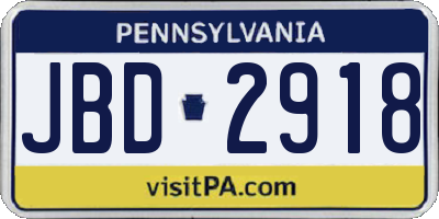 PA license plate JBD2918