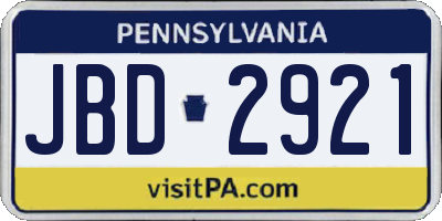 PA license plate JBD2921