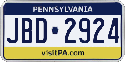 PA license plate JBD2924
