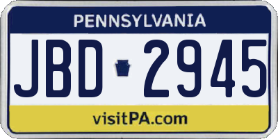 PA license plate JBD2945