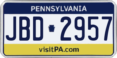 PA license plate JBD2957
