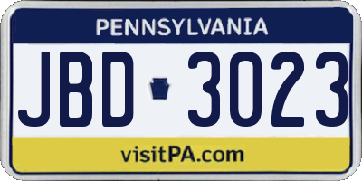 PA license plate JBD3023