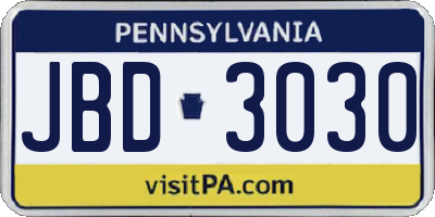 PA license plate JBD3030