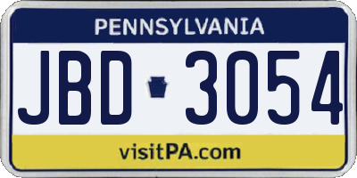 PA license plate JBD3054