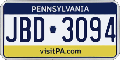PA license plate JBD3094