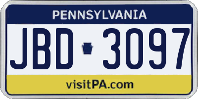 PA license plate JBD3097