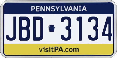 PA license plate JBD3134