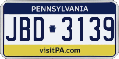 PA license plate JBD3139