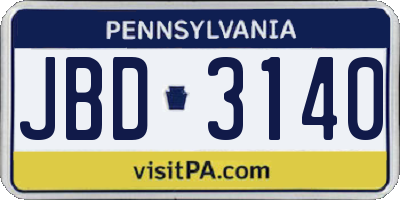 PA license plate JBD3140