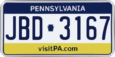 PA license plate JBD3167