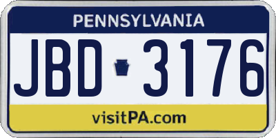 PA license plate JBD3176