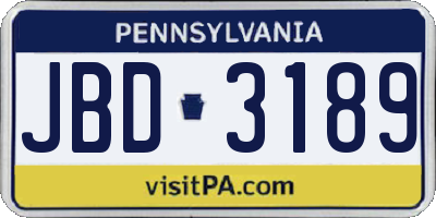 PA license plate JBD3189