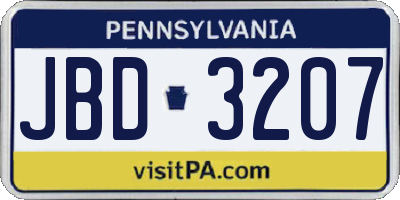 PA license plate JBD3207