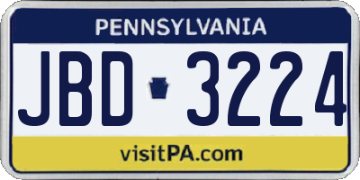 PA license plate JBD3224