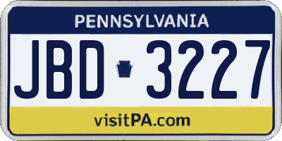 PA license plate JBD3227