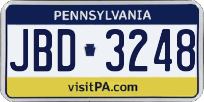 PA license plate JBD3248