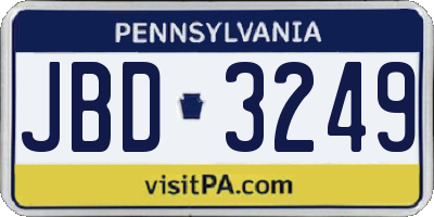 PA license plate JBD3249
