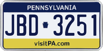 PA license plate JBD3251
