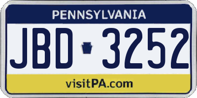 PA license plate JBD3252