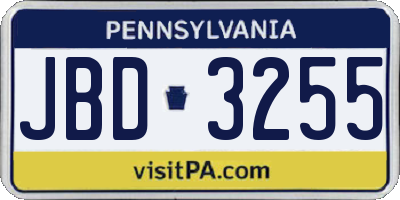 PA license plate JBD3255