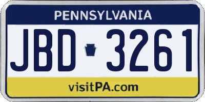 PA license plate JBD3261