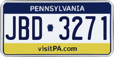 PA license plate JBD3271