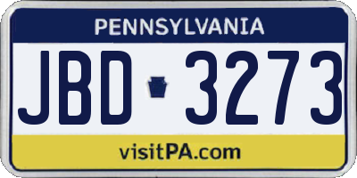 PA license plate JBD3273