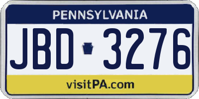 PA license plate JBD3276
