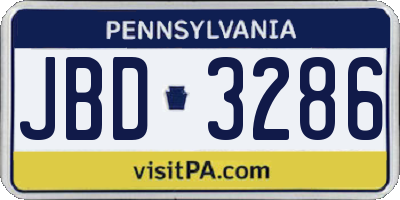 PA license plate JBD3286