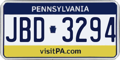 PA license plate JBD3294