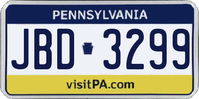 PA license plate JBD3299