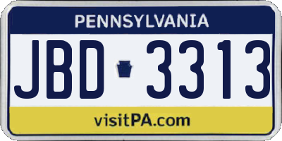 PA license plate JBD3313