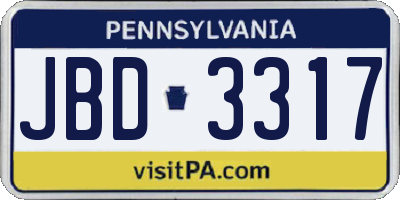 PA license plate JBD3317