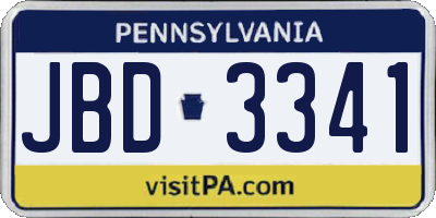 PA license plate JBD3341