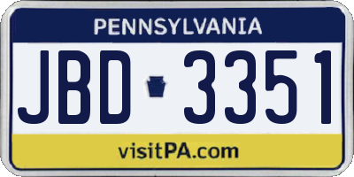 PA license plate JBD3351