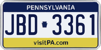 PA license plate JBD3361
