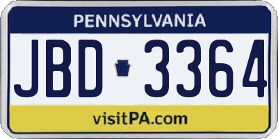 PA license plate JBD3364