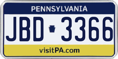 PA license plate JBD3366