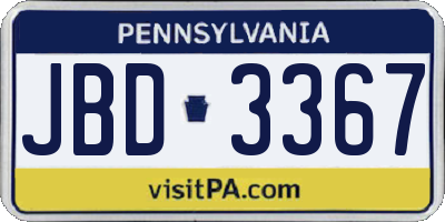 PA license plate JBD3367