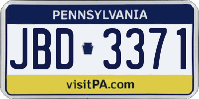 PA license plate JBD3371