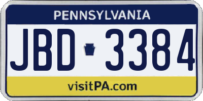 PA license plate JBD3384