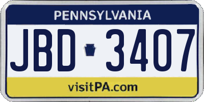 PA license plate JBD3407