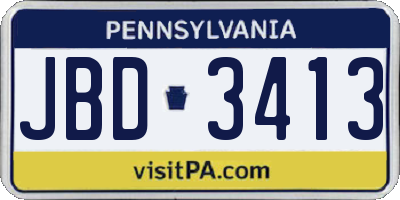 PA license plate JBD3413