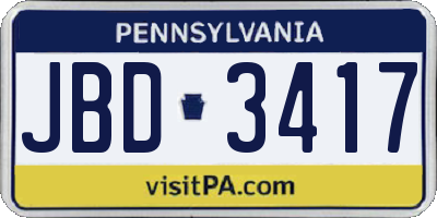 PA license plate JBD3417